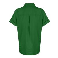 Camisa Simple y a la Moda para Mujer Algodón y Lino Informales, Clásicas con Manga Corta y Borlas - details 78