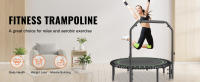 SucceBuy Mini trampolín plegable de 51 pulgadas, reboteador de fitness con carga máxima de 450 libras con mango de espuma ajustable de 4 niveles, estable y silencioso, para entrenamiento en interiores/jardín - details 0