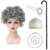 Peluca, pelo corto rizado abuela, conjunto de Peluca de mediana edad y ancianos - details 6
