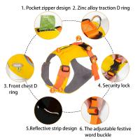 Arnés para perros transpirable impermeable con bolsillos con cremallera chaleco para mascotas reflectante resistente al desgaste pecho de perro caminando al perro - details 2