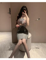 Lencería sexy nuevo 2024 vestido perspectiva malla profundo v pecho expuesto falda ajustada fetiche vestido largo látex sexy trajes xxx - details 4