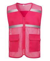 Chaleco reflectante para construcción nocturna, red de pesca con múltiples bolsillos, chaqueta voluntaria para grandes eventos, chaleco informal con cierre de cremallera para verano - details 5