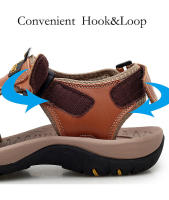Sandalias clásicas de cuero genuino para hombre, zapatos transpirables de cuero de vaca, sandalias romanas suaves para exteriores, Verano - details 5