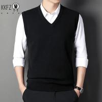 Chaleco tejido con cuello en V para hombre, suéter cálido informal a la moda, Top versátil, Color sólido, novedad de Otoño Invierno 2024 - details 5