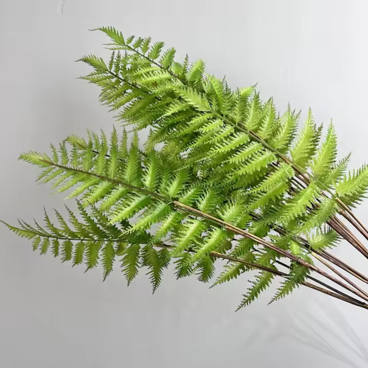 Ramas de plantas de helecho artificiales realistas, hechas a mano, elegantes, verdes artificiales, hierba de helecho, plantas falsas de tacto Real, decoración de boda - 1
