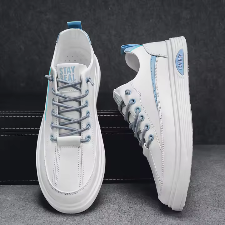 Producto zapatos blancos de cuero de caña baja tendencia ins zapatos deportivos casuales moda personalizada color sólido versátil zapatos de hombre - 1