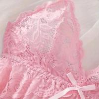 Pijama de malla sin espalda con cuello en V profundo para mujer, lencería roja Sexy, camisón transparente para dormir - details 5