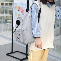 Mochila de gran capacidad con hojas impresas, mochila de lona de Color sólido con hojas impresas, mochila portátil con cremallera de estilo universitario - details 24
