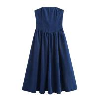OUWU- Straplss Dnim Drss Primavera 2025 Cintura alta A-lin Bach Casual Cómodo y adelgazante Vrsatil Patchwork Strt - details 1