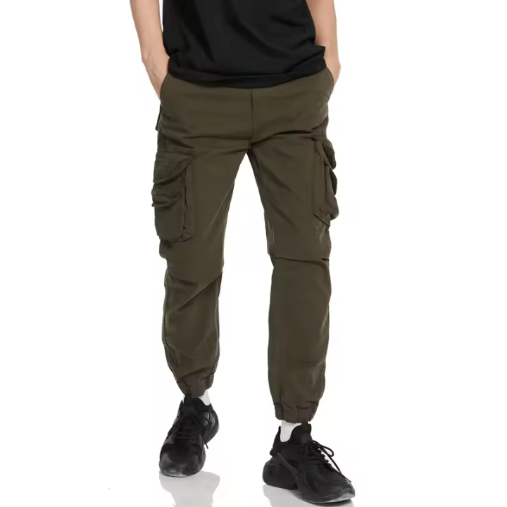 Pantalones Cargo de Otoño para Hombres Color Sólido, Múltiples Bolsillos, Trabajo y Ocio al Aire Libre - 1