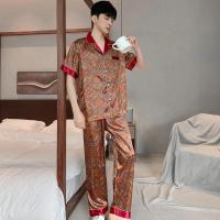 Pijama de Diseñador para Hombres Conjunto de Dormir de Seda de Hielo Delgado - details 21