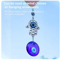 1 unidad, colgante de ojo del diablo, ojos azules de cristal de Palma de aleación, colgante de artesanía decorativa para jardín - details 2