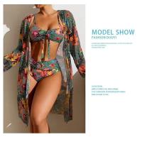 Traje de baño floral con estampado Conjunto de bikini para mujer Sujetador inalámbrico con almohadilla Top deportivo Blusa de manga larga Talla grande - details 9