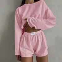 Conjunto de Pantalones Cortos Informales para Mujer Tops de Manga Larga con Cuello Redondo - details 8