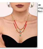 Collar de Perlas de joyería Árbol de Navidad Rojo granate de Maple inoxidable collar Colgante de Mujer encantadora collar adecuado para eventos festivos - details 3