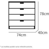 guías metálicas, Cajonera Dormitorios, Blanco, 78x74x40cm (Alto x Ancho x Fondo) Sinfonier, Colección Tibet - details 1