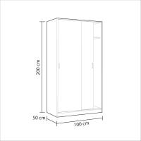 Armario de dos puertas correderas, acabado en color blanco Artik, medidas: 100 cm (largo) x 50 cm (ancho) x 200 cm (alto) - details 2