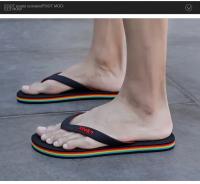 Zapatillas para hombre Moda interior Zapatillas informales de espiga Sandalia transpirable de playa de verano Suela antideslizante de arco iris Tamaño duradero 40-47 - details 8