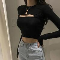 Camiseta de Manga Larga y Ajuste Delgado Cuello Redondo para Mujer Moda Coreana Primavera 2024 - details 1