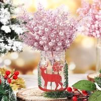 Ramo de Flores Artificiales Brillantes 5Pcs Guirnaldas Navideñas para Hogar - details 2