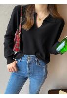 Suéter con cuello de Polo para mujer, jerseys de manga larga, Tops de punto Delgado, Jersey suave, ropa de calle Simple, Otoño e Invierno - details 11