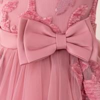 Vestido de dama de honor con flores y lentejuelas a la moda, vestido Formal rosa para fiesta de boda, vestido de princesa con lazo de tul, ropa de noche de cumpleaños para niños - details 5