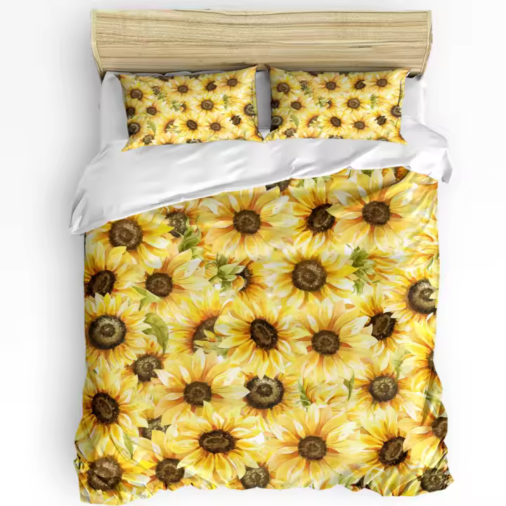 Juego de Ropa de Cama con Flores de Acuarela Suower Comforter Personalizado con Funda de Almohada 3 Piezas Cubierta de Edredón para Cama Doble Textil de Hogar - 1