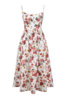 Vestido suspendido con espalda abierta para mujer, falda de longitud media con flores fragmentadas, estilo dulce y picante, verano 2025 - details 5