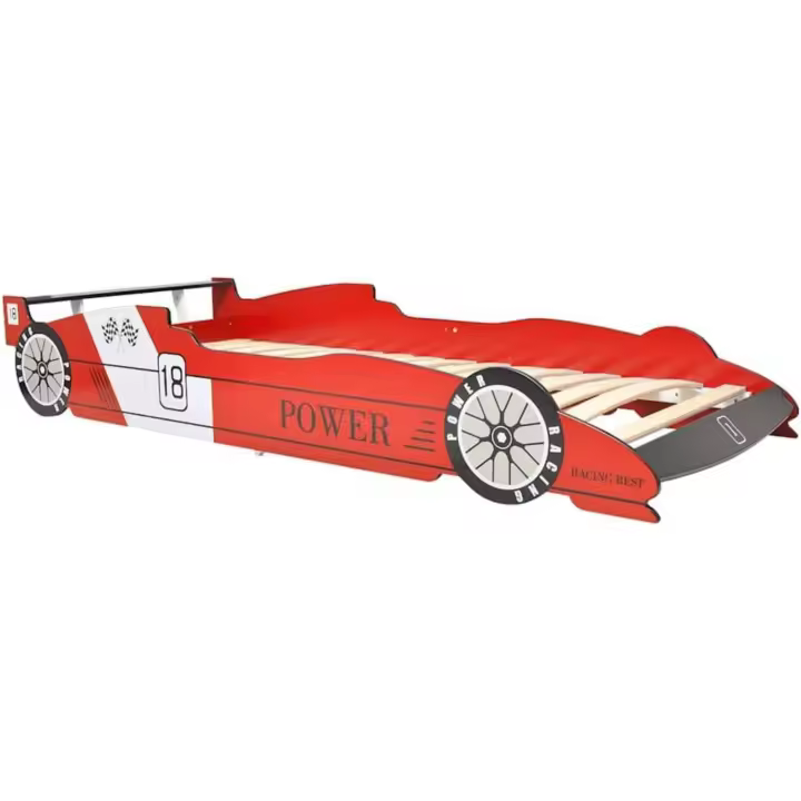 Cama Infantil con Forma de Coche de Carreras para Niños 90x200 cm Roja - 1