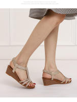 Sandalias romanas de cuña retro para mujer, verano 2025, nuevo estilo étnico, zapatos de viaje ligeros de una sola tira para mujer - details 1