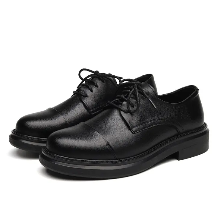 Zapatos Derby transpirables para hombre, calzado de cuero negro, suave, informal para exteriores, otoño de 2024 - 1