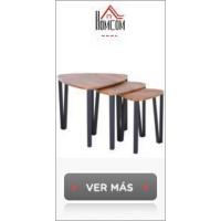 Juego de 2 Mesas Auxiliares Redondas Apilables Mesas Nidos Modernas con Encimera en Efecto de Mármol y Marco de Acero Ø60x46 cm y Ø40x40 cm Blanco - details 10
