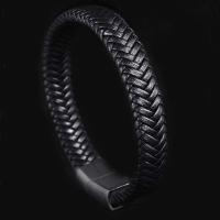 Pulsera trenzada de acero inoxidable para hombre y mujer, brazalete multicapa de Color negro y marrón, joyería de cuero - details 6