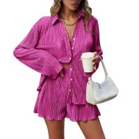 Conjunto de Pantalones Cortos Sueltos Informales para Mujer Traje Elegante de Dos Piezas Color Liso - details 19