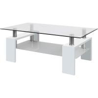 Mesa de Cristal Blanco Brillante Estilo Centro para Sala de Estar Medidas 110 cm x 60 cm x 45 cm - details 0