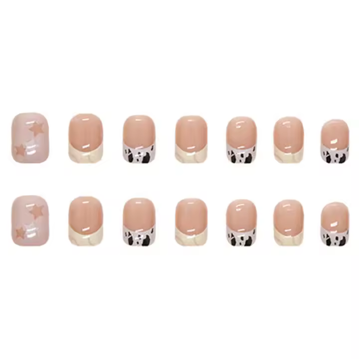 Uñas artificiales con patrón de vaca lechera para mujeres, uñas de manicura, suministro de salón de arte profesional - 1