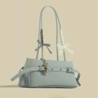 Bolso de mano francés dulce que combina con todo, bolso de hombro de PU con lazo colgante, estilo coreano, Color sólido, bolsos para las axilas para mujer, uso diario - details 11