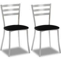 Dos sillas de cocina, metal, negro, altura de asiento 45 cm - details 0