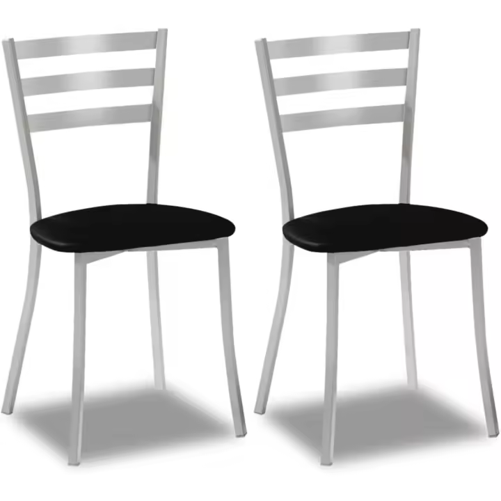 Dos sillas de cocina, metal, negro, altura de asiento 45 cm - 1