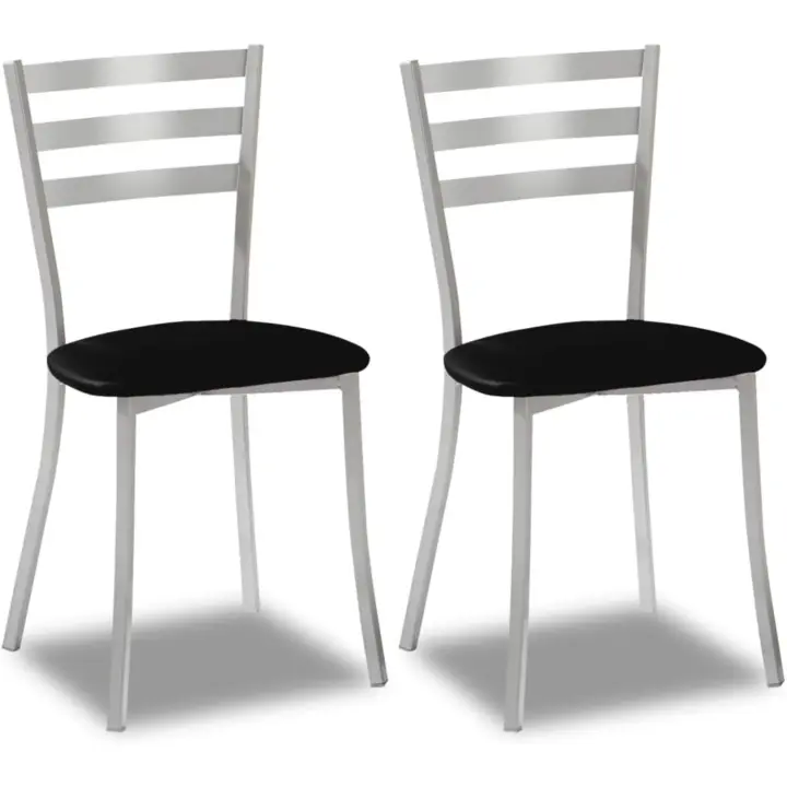 Dos sillas de cocina, metal, negro, altura de asiento 45 cm - 1