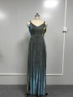 Elegante vestido de noche de fiesta para mujer, vestido largo suelto de Color sólido con tirantes y purpurina, Sexy y el - details 5