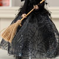 Linda muñeca de bruja de Halloween de alta calidad, casa embrujada de bruja de seda, Festival de fantasma negro aterrador - details 4