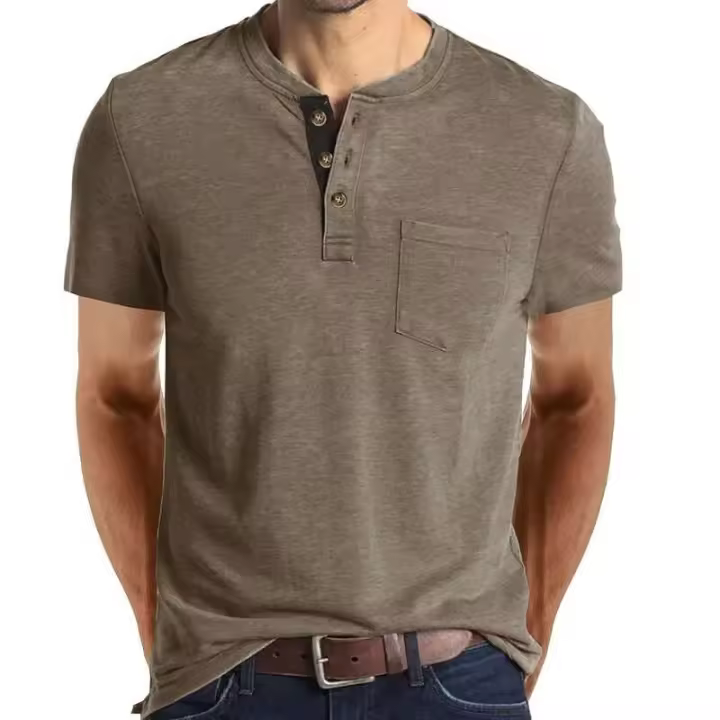 Nueva camiseta casual de manga corta de verano de color sólido, polo, camiseta de alta calidad para hombre - 1