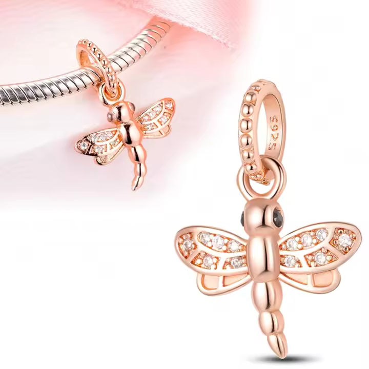 Pulsera Original de Plata de Ley 925, abalorio de lujo rosa, para fabricación de joyas - 1