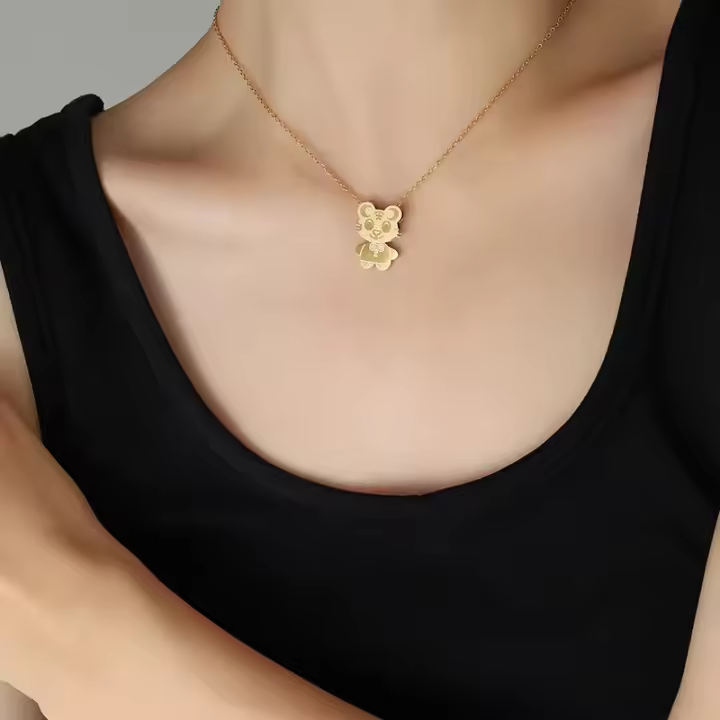 Collar de estilo chino con diseño de personalidad, colgante de acero de titanio con pequeño tigre, joyería, cadena de clavícula femenina - 1