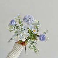 Ramo de rosas simuladas con bola bordada, ramo de mano de 44CM, bola de rosas artificiales, accesorios de fotografía para salón de bodas, decoración del hogar - details 6