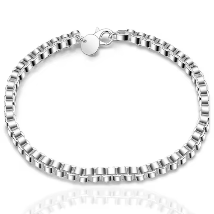 Pulsera de cadena de plata de 8 pulgadas, 4 mm, para hombres y mujeres - 1