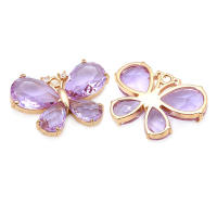 Colgantes de Mariposa de Vidrio de Zirconia de Brasso Dorado 18K Collar Aretes de Alta Calidad Accesorios de Joyería DIY - details 2
