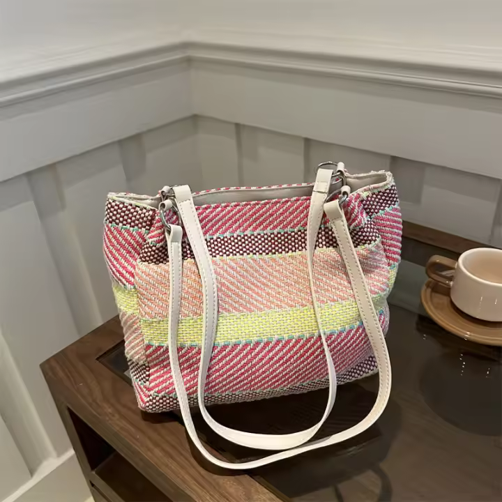 Bolso informal de color arcoíris para mujer, bolso informal con un solo hombro para ir al trabajo, con textura exquisita, bolso de mano - 1