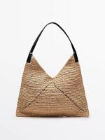 Bolso de paja de gran capacidad de un solo hombro estilo francés, bolso tejido de rafia hueco - details 3